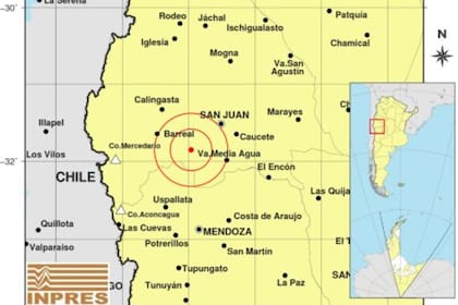 El epicentro del sismo fue 53 kilómetros al oeste de la localidad de Media Agua y 57 kilómetro al sur de San Juan