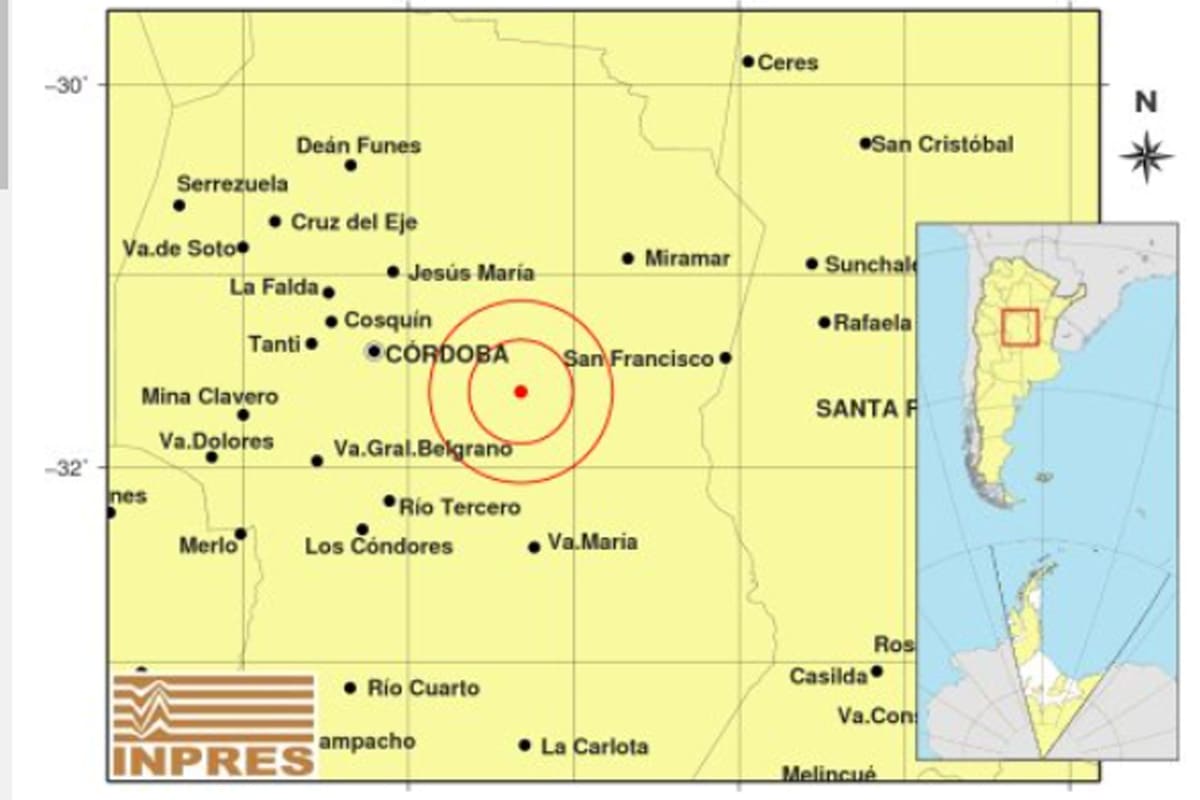 El epicentro del sismo que hizo temblar a Córdoba