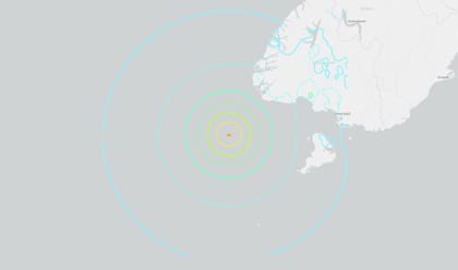 El epicentro del terremoto de 6,7 en la escala de Richter en un mapa del Servicio Geológico Nacional de Estados Unidos