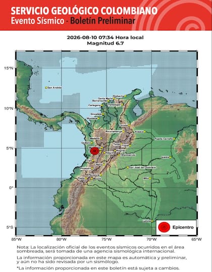 El epicentro del terremoto en Colombia fue en San José del Palmar