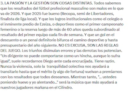 El epílogo del posteo de Lacunza