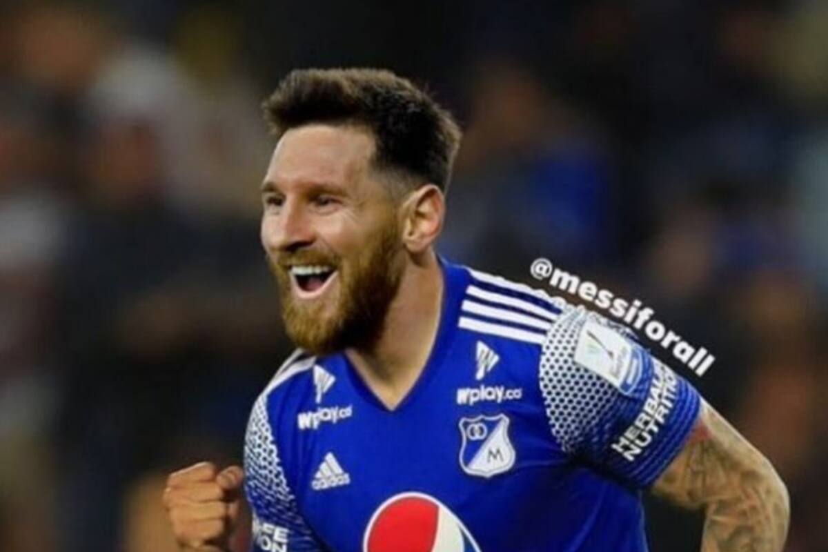 El equipo colombiano Millonarios posteó un montaje del argentino con su camiseta.