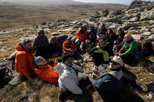 El equipo de investigación en las Islas Malvinas