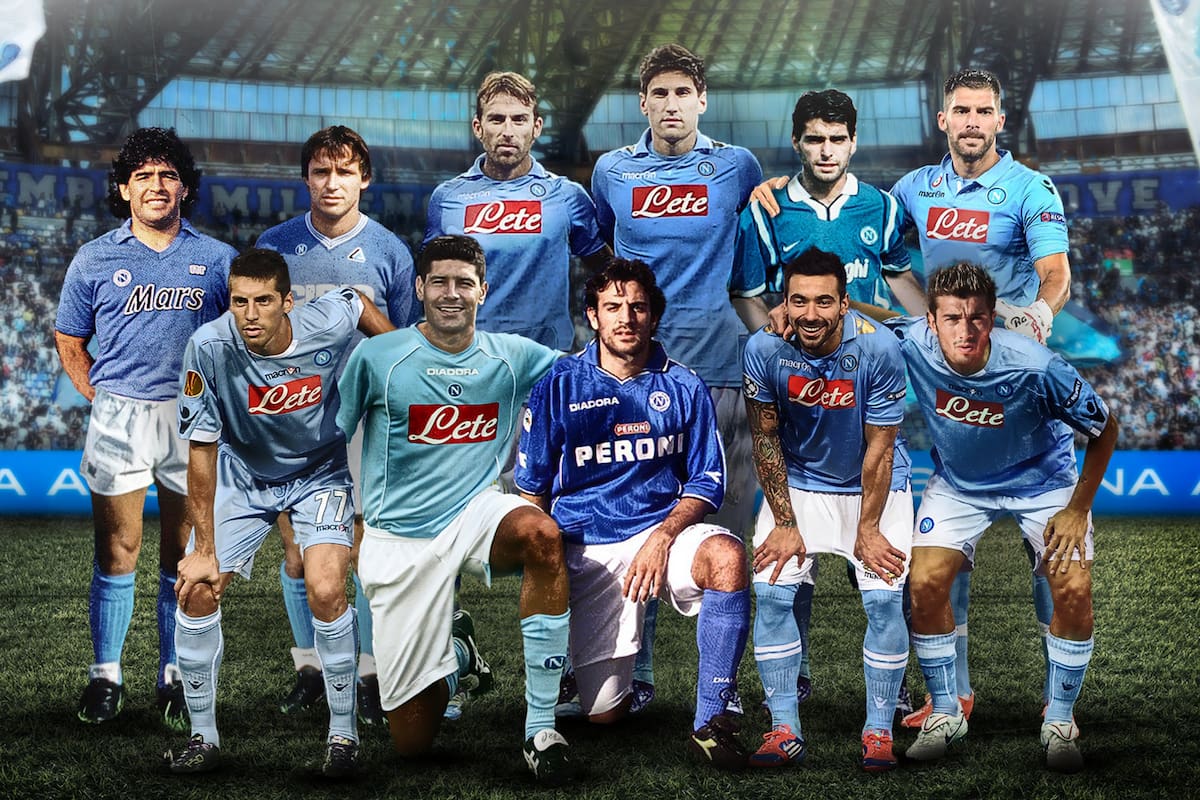 El equipo ideal de jugadores argentinos que publicó el Napoli de Italia por el 25 de mayo.