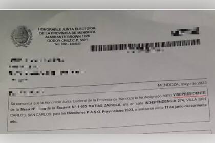El error ortográfico que destacó en la citación para las PASO en Mendoza