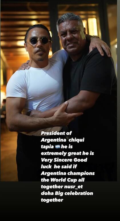 El error que cometió Salt Bae en su publicación con Chiqui Tapia.