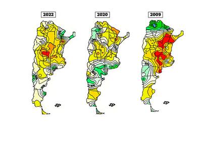 El escenario climático en 2022, 2020 y 2009 para la siembra de trigo