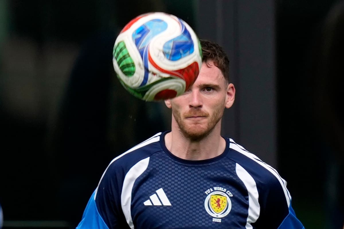 El escocés Andy Robertson en la sesión de entrenamiento de su selección de cara al partido por el Grupo C del Mundial ante Brasil, que se hará el miércoles 24 de junio de 2026