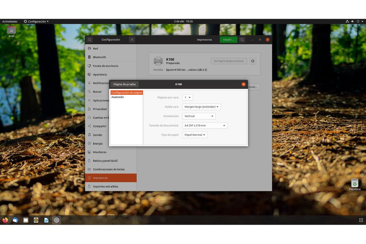 El Escritorio de Ubuntu 20.04 y las opciones de la impresora. Solo que no es necesario reemplazar Windows por Linux; a veces se puede tener lo mejor de los dos mundos