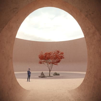 El espacio central construido por Daniele y Sansoti para Kanye West