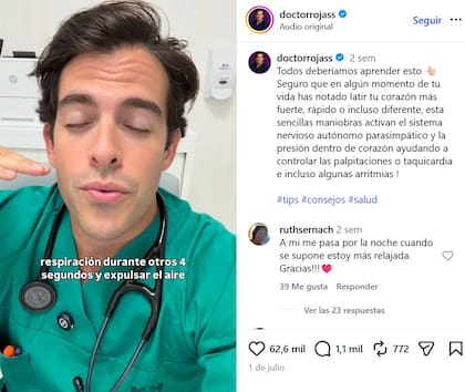 El especialista explicó cuatro maniobras que pueden ayudar a controlar las palpitaciones (Captura: Instagram @doctorrojass)