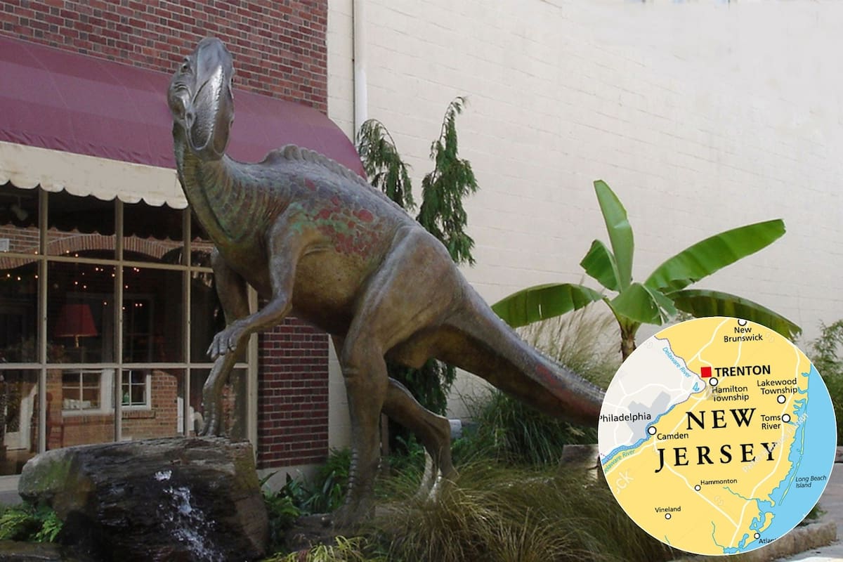 El esqueleto del Hadrosaurus foulkii se convirtió en el primero de un dinosaurio en ser montado y presentado al público (visitsouthjersey/Canva)