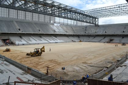 El estadio Arena da Baixada en plena obra