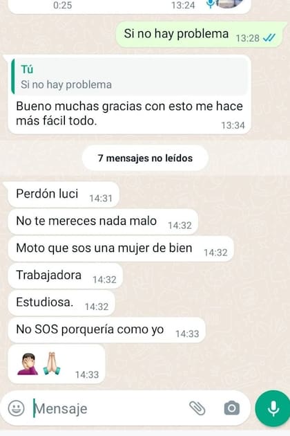 El estafador se arrepintió, pidió perdón y explicó por qué no quería timar a Lucía