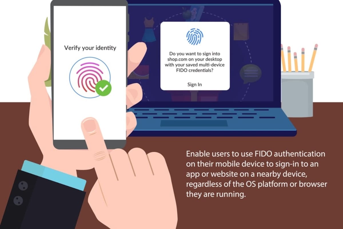 El estándar FIDO permite que un usuario ingrese a un usuario validando su identidad usando un sistema biométrico o una única clave privada antes que tener una contraseña diferente para cada servicio