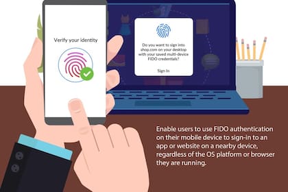 El estándar FIDO permite que un usuario ingrese a un usuario validando su identidad usando un sistema biométrico o una única clave privada antes que tener una contraseña diferente para cada servicio