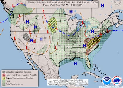 El este de EE.UU. enfrenta riesgo de inundaciones repentinas: Virginia central podría recibir hasta 100 mm de lluvia en 72 horas