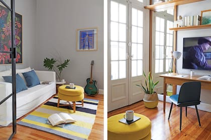 El estudio es el refugio del dueño de este departamento centenario en Barrio Norte reformado por Monoestudio. Aquí lee y toca la guitarra. Cuando tiene un encuentro formal, ubica el escritorio en el centro para que funcione como mesa de reunión.