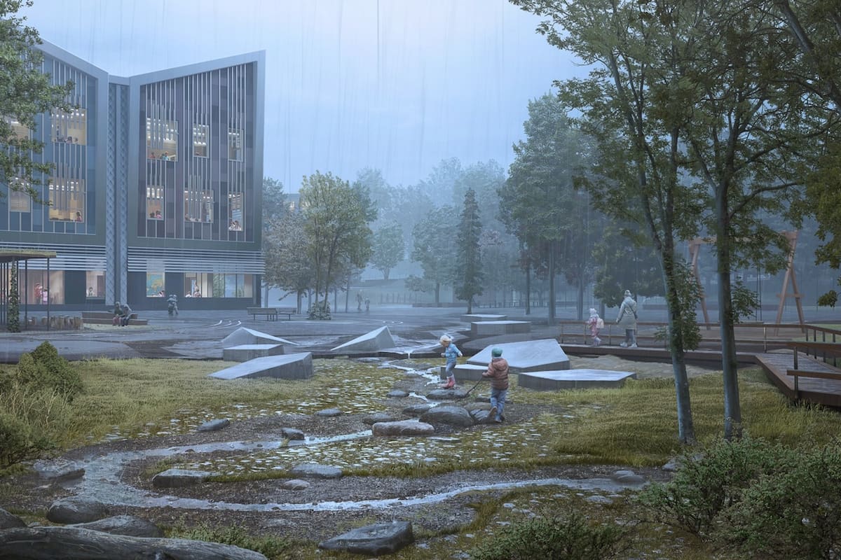 "Mushroom patch in the Urban Forest", proyecto destacado en el concurso Life Between Umbrellas de diseño amigable con la lluvia.