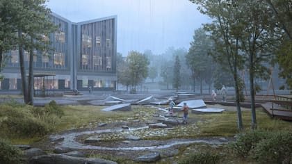 En esta escuela, el entorno exterior es central y la lluvia es el recurso principal del proyecto.