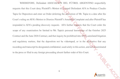 El estudio que defiende a la AFA pidió que la declaración de Tapia no se grabe y que sea reservada.