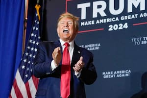 El ex presidente Donald Trump en Manchester, Nueva Hampshire, el 27 de abril de 2023. (Foto AP /Charles Krupa)