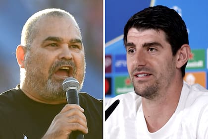 El exarquero paraguayo José Luis Chilavert junto a su par belga Thibaut Courtois