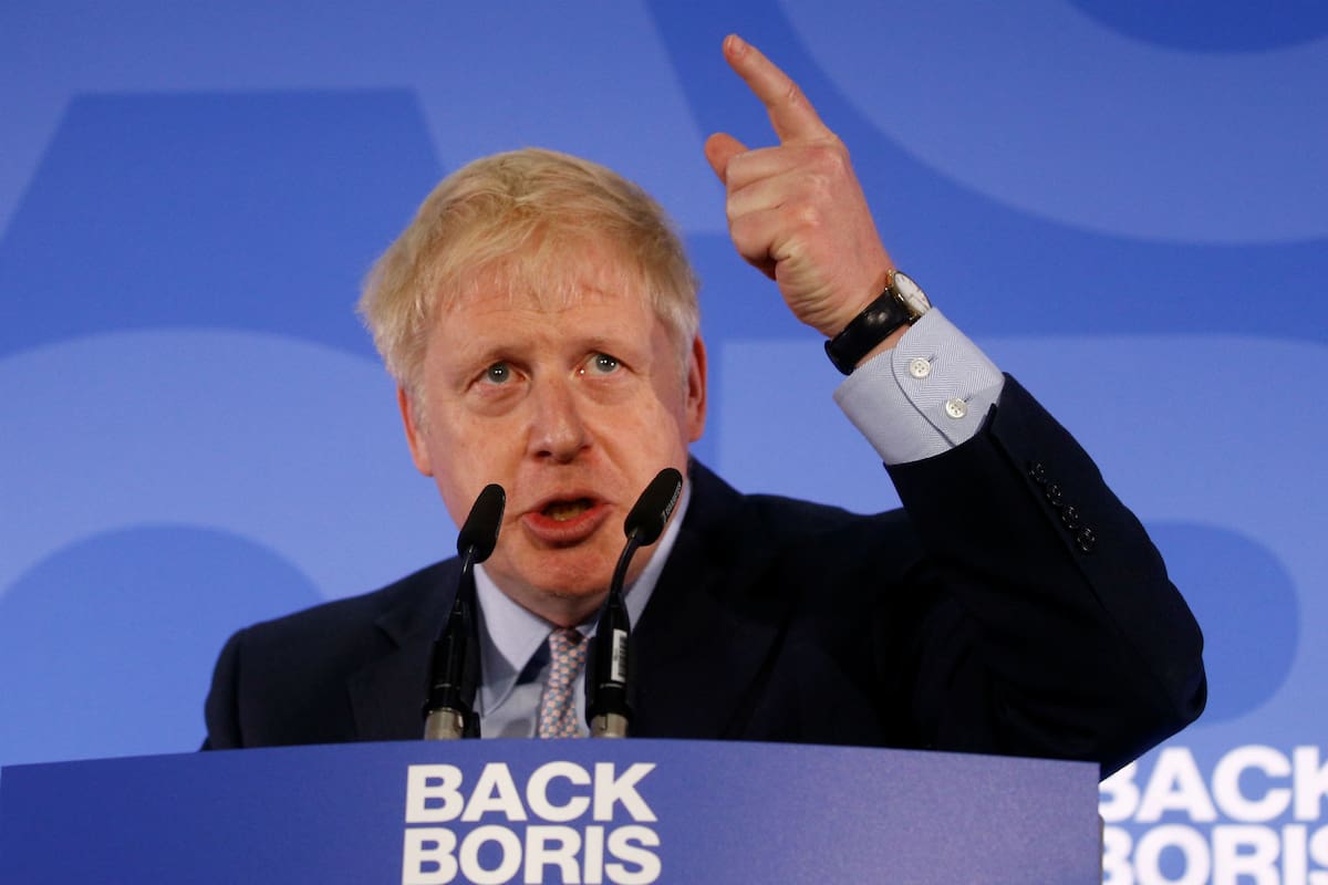 El excanciller británico Boris Johnson hoy, durante el lanzamiento de su campaña para ser primer ministro