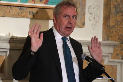 El exembajador británico en EE.UU. Kim Darroch, ayer, en una conferencia en Washington