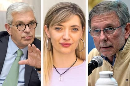 El exministro de Agricultura, Julián Domínguez, la legisladora de Unión por la Patria (UxP) Lucía Lorena Klug, y el exsecretario de Agricultura, Juan José Bahillo