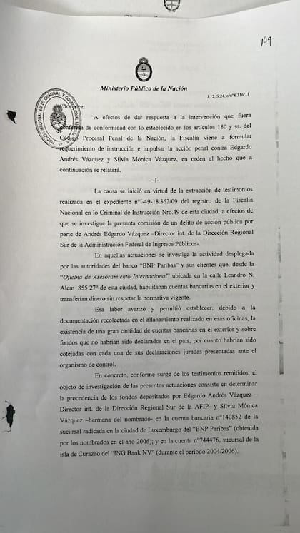 El expediente en el que estuvo investigado Vázquez antes del descubrimiento de sus bienes en Miami