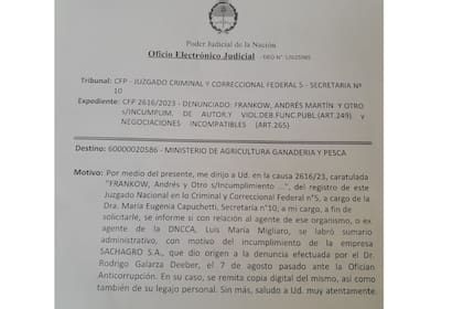 El expediente está ahora en manos del Juzgado Criminal y Corrección N°5