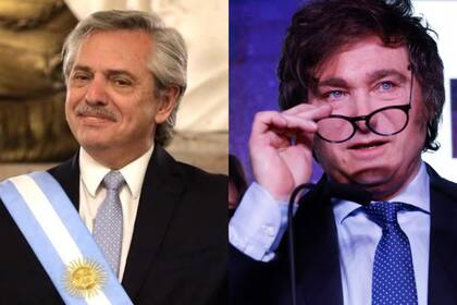 El expresidente Alberto Fernández y el actual presidente Javier Milei