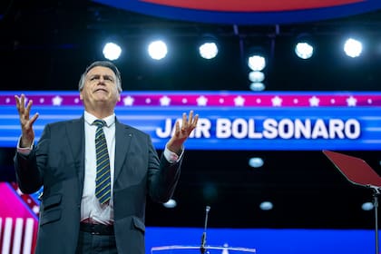 El expresidente brasileño Jair Bolsonaro habló en la Conferencia de Acción Política Conservadora, la reunión anual más importante de la derecha norteamericana, en Oxon Hill, Maryland. (AP/Alex Brandon)