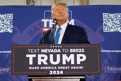 El expresidente Donald Trump en un evento de campaña en Las Vegas el 27 de enero de 2024.. (Foto AP/John Locher)