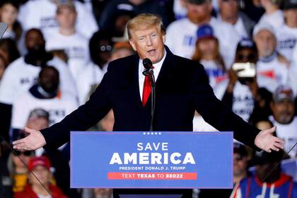 El expresidente Donald Trump en un evento en Conroe, Texas, el 29 de enero de 2022. (Jason Fochtman/Houston Chronicle via AP)