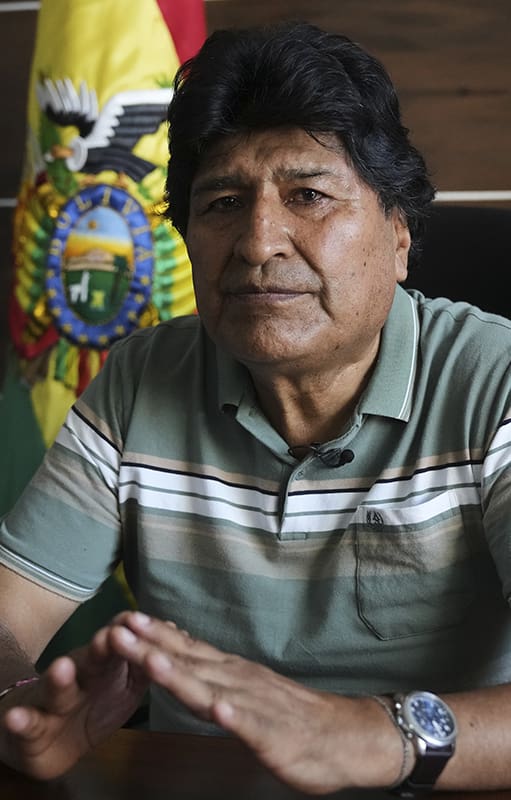 El expresidente Evo Morales, durante una entrevista en Lauca Ñ, región del Chapare, Bolivia