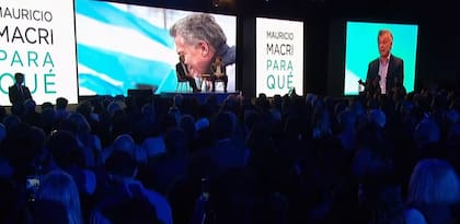 El expresidente Mauricio Macri en la presentación de su libro Para qué