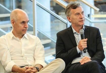 El expresidente Mauricio Macri junto al jefe de Gobierno porteño, Horacio Rodríguez Larreta