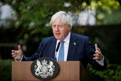 El exprimer ministro británico Boris Johnson preside un evento el las oficinas de 10 Downing Street, Londres, 9 de agosto de 2022.