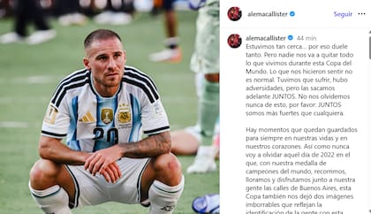 El extenso posteo de Mac Allister tras la derrota de Argentina en Estados Unidos