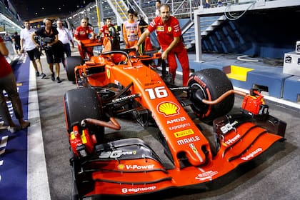 El Ferrari de Charles LeClerc en Singapur, en la temporada 2019