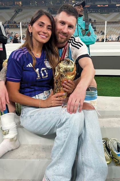 El festejo con su marido, Lionel Messi