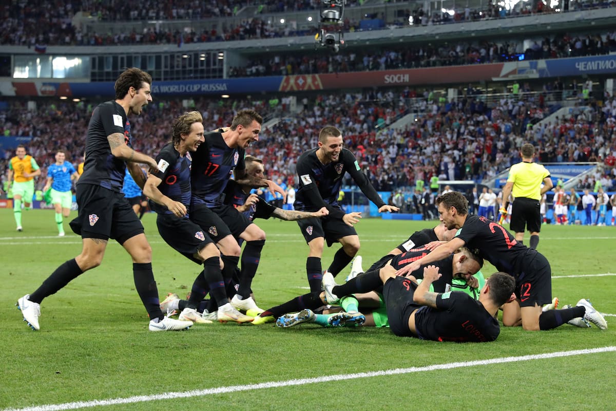 El festejo croata, tras la definición por penales frente a Rusia