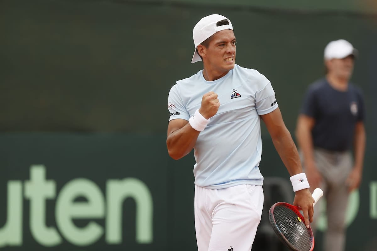 El festejo de Báez, que anotó el 1-0 para Argentina en el Buenos Aires