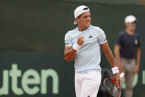 El festejo de Báez, que anotó el 1-0 para Argentina en el Buenos Aires