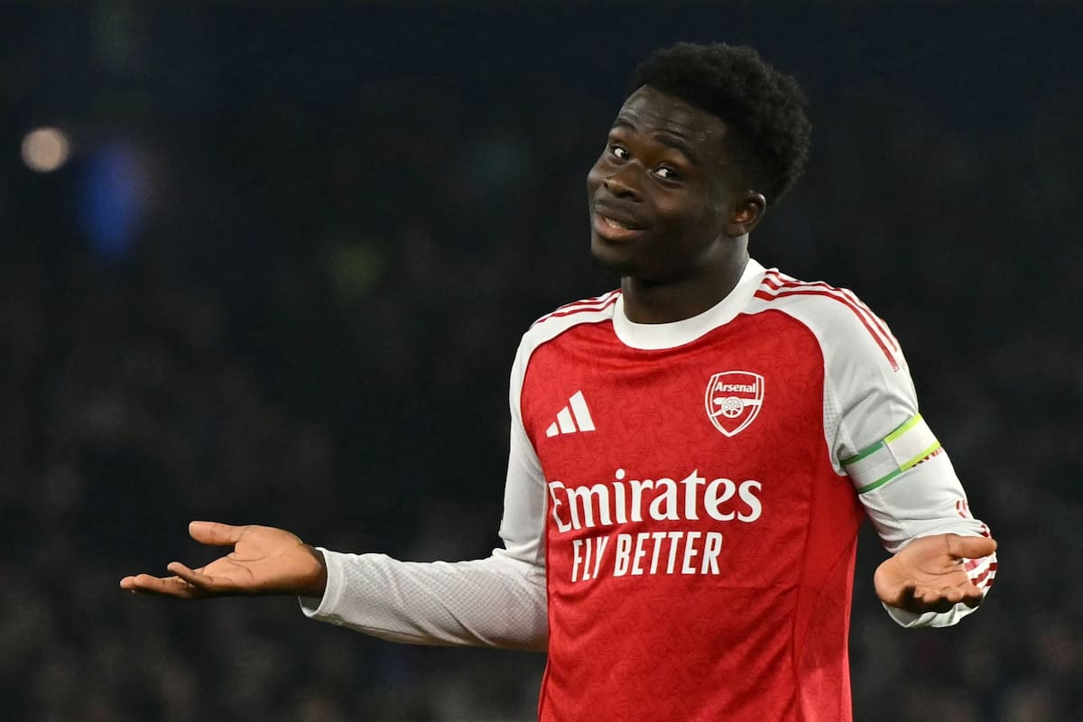 El festejo de Bukayo Saka tras convertir el gol del triunfo de Arsenal