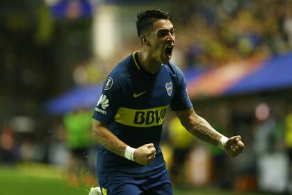 El festejo de Cristian Pavón tras anotar el único gol frente a Junior