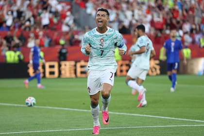 El festejo de Cristiano Ronaldo, que, de penal, puso el 1-1 parcial entre Portugal y Croacia en el Mundial 2026