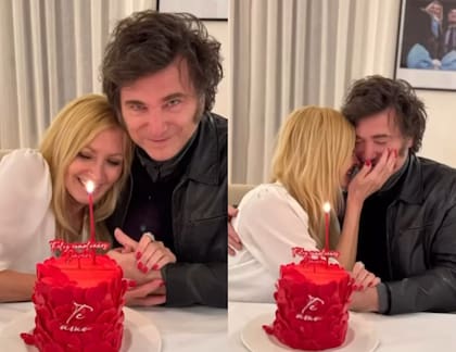 El festejo de cumpleaños de Milei junto a su novia, Yuyito González.
